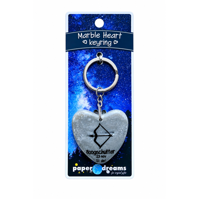 Sleutelhanger Marble heart Grijs Sterrenbeeld Boogschutter