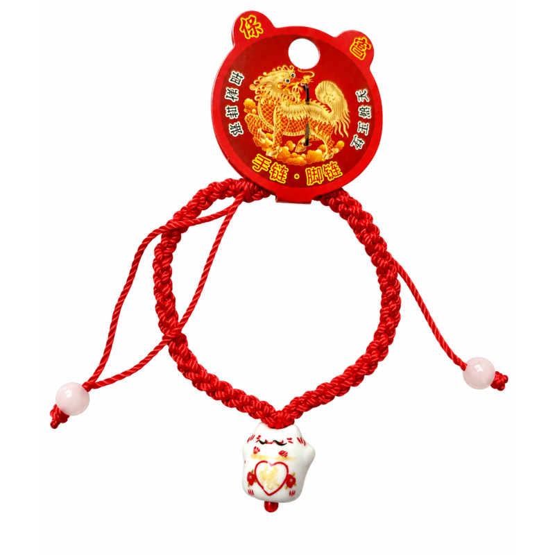 Lucky Cat armbandje met Porseleinen bedeltje