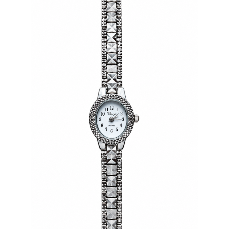 Schakel Horloge Chaoya Zilverkleurig met Wit Stainless Steel