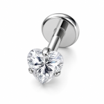 Labret Piercing Crystal Heart Zilverkleurig 8x1.2x3