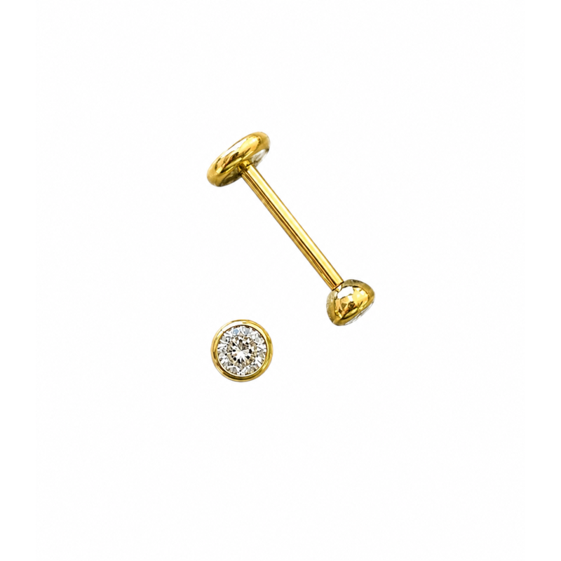 Neusknopje Neuspiercing Push-in Crystal Goudkleurig 8x0.8x3