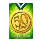 Verjaardagskaart met button 50 & Happy