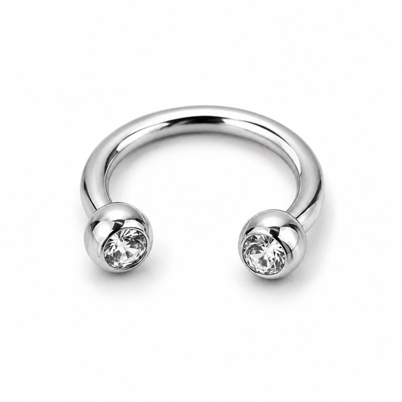 Hoefijzer Piercing Zilverkleurig Steentje
