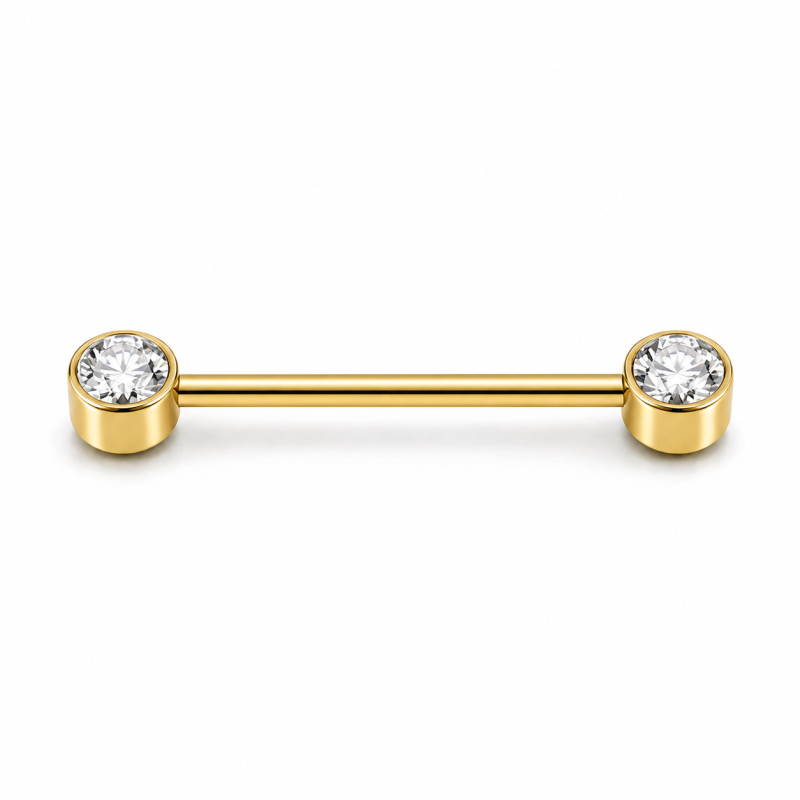 Tepelpiercing Steen Transparant Goudkleurig 