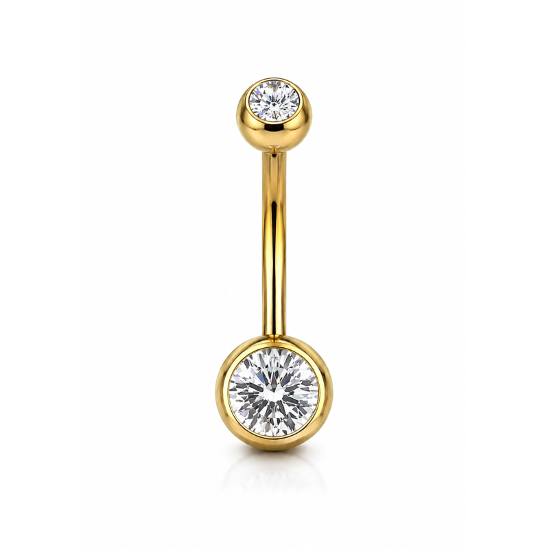 Navelpiercing Steen Transparant Goudkleurig 1.6x6