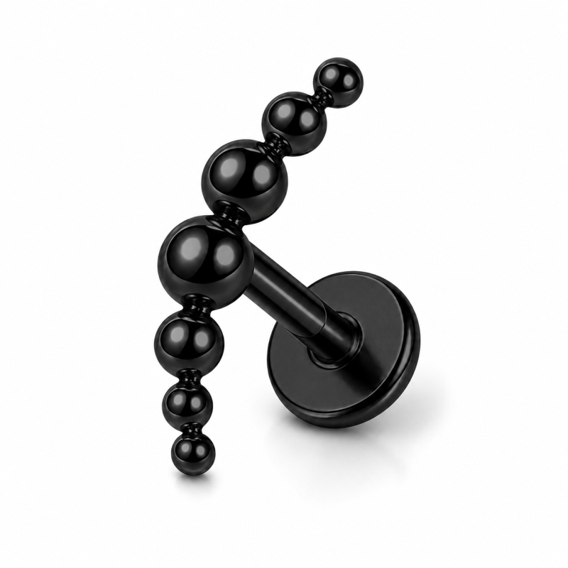 Labret Piercing Bubble Curve Zwart 8x1.2x8