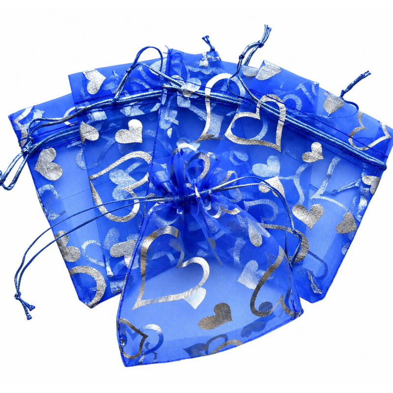 Organza zakje 7x9cm Hartjes Paars