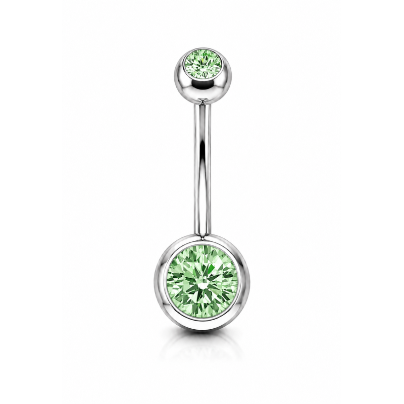 Navelpiercing Steen Groen Zilverkleurig 1.6x6