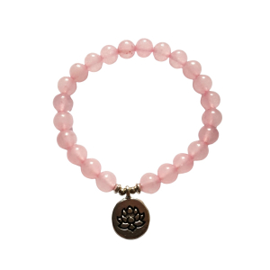 Armband met Lotus van Rozenkwarts edelsteen Armband met Lotus van Rozenkwarts edelsteen