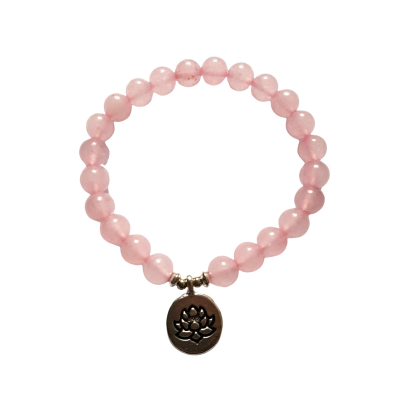 Armband met Lotus van Rozenkwarts edelsteen