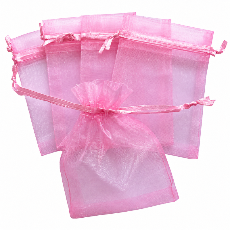 Organza zakje 7x9cm Fel roze