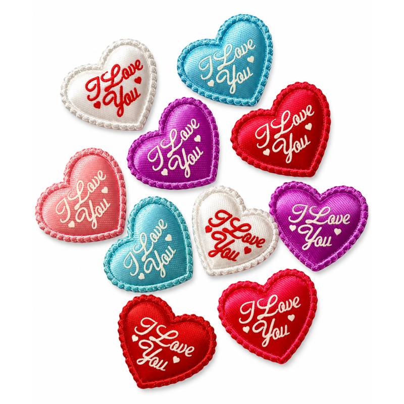 Hartjes Kussentjes I love you gekleurd 10 stuks