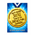 Verjaardagskaart met Button, Jij bent goud waard