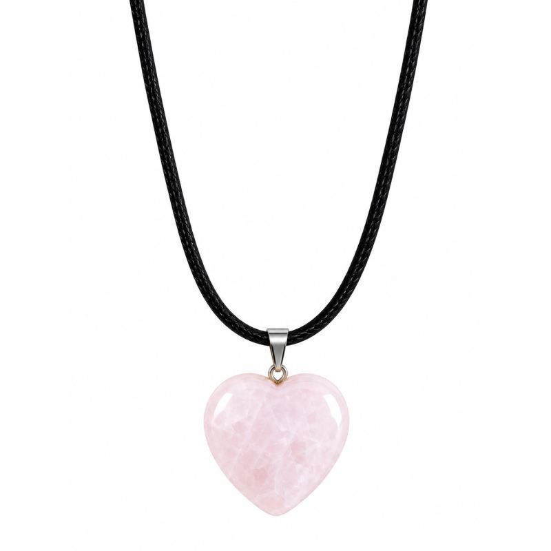 Ketting met Hart hanger van Rozenkwarts edelsteen