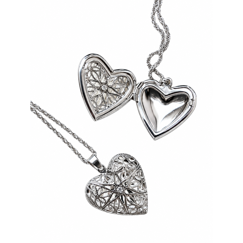 Ketting Hart fotolijstje, sterling Zilver 925