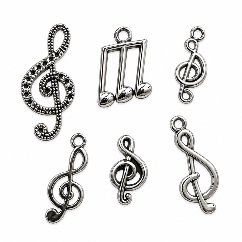 Bedeltjes Muziek sleutels 6 stuks