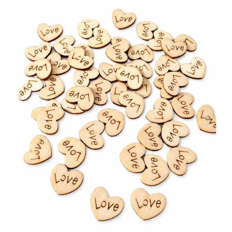 Houten Hartjes I love you 20 stuks