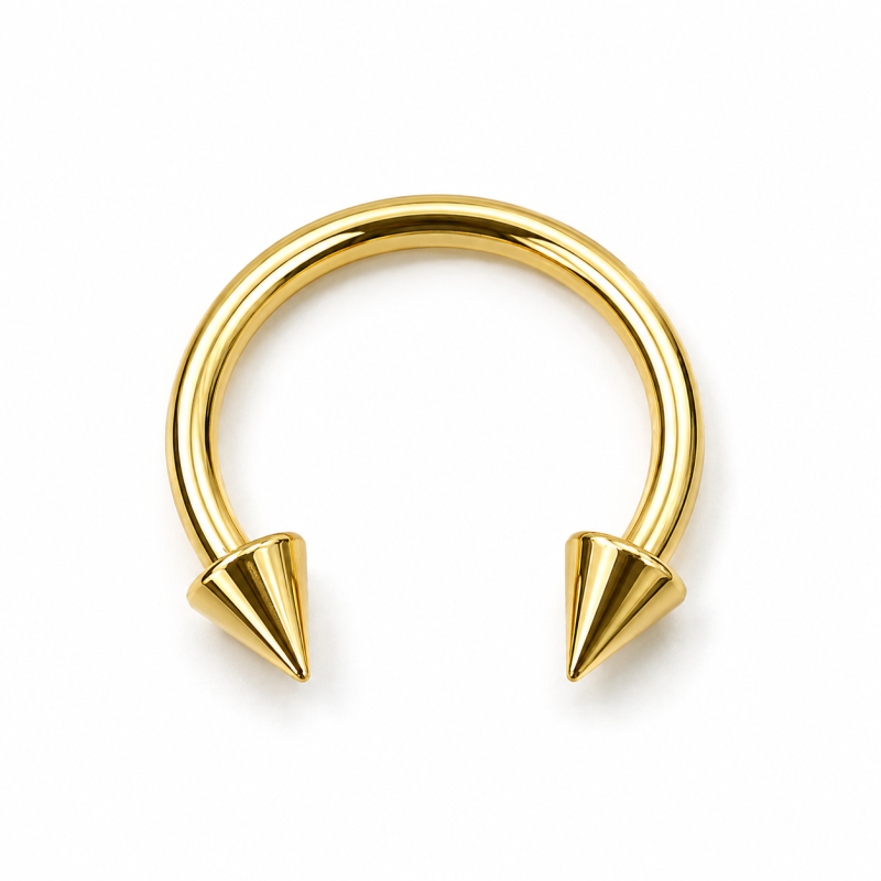 Hoefijzer Piercing Spikes Goudkleurig