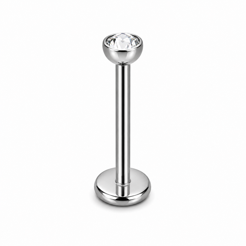 Labret Piercing Crystal Shine Zilverkleurig