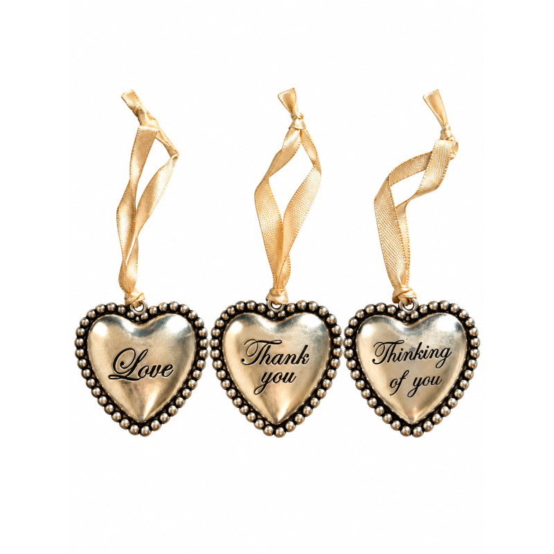 Metal Heart hangers met tekst