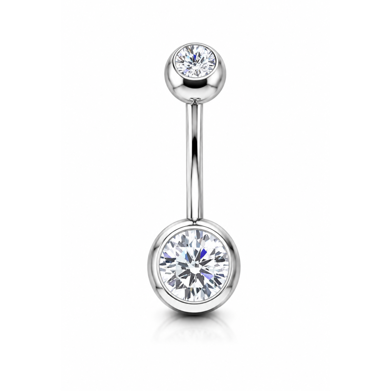 Navelpiercing Steen Transparant Zilverkleurig 1.6x6