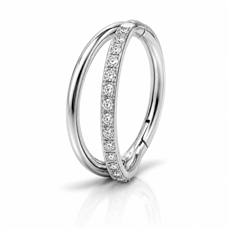 Piercing Ring Zilverkleurig met steentjes