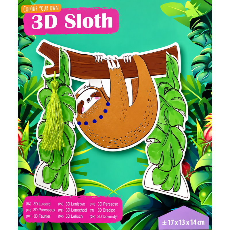 Kleur je eigen 3D Luiaard