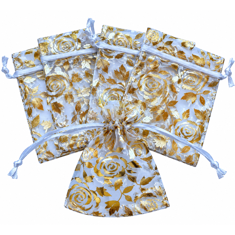 Organza zakje 7x9cm Rozen Wit