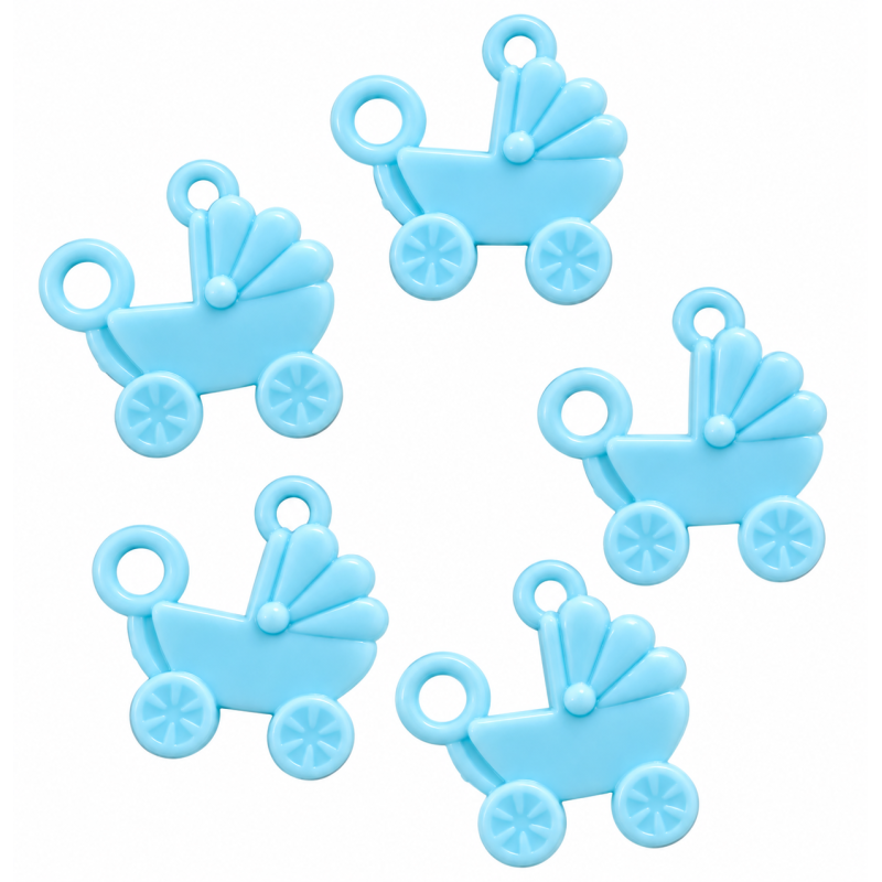 Kinderwagen bedels Blauw 5 stuks