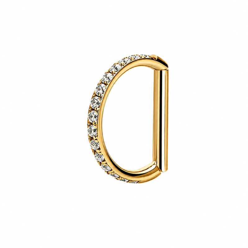 Piercing Ring D-Vorm Goudkleurig Steentjes 10x1.2mm
