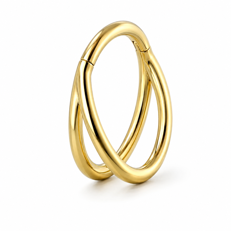 Piercing Ring dubbel Goudkleurig 