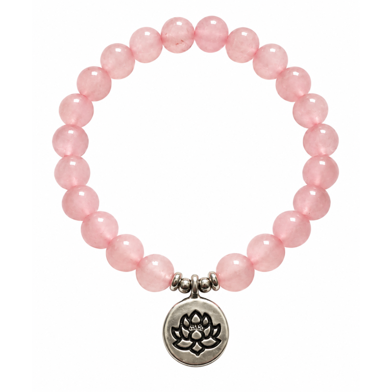 Armband met Lotus van Rozenkwarts edelsteen