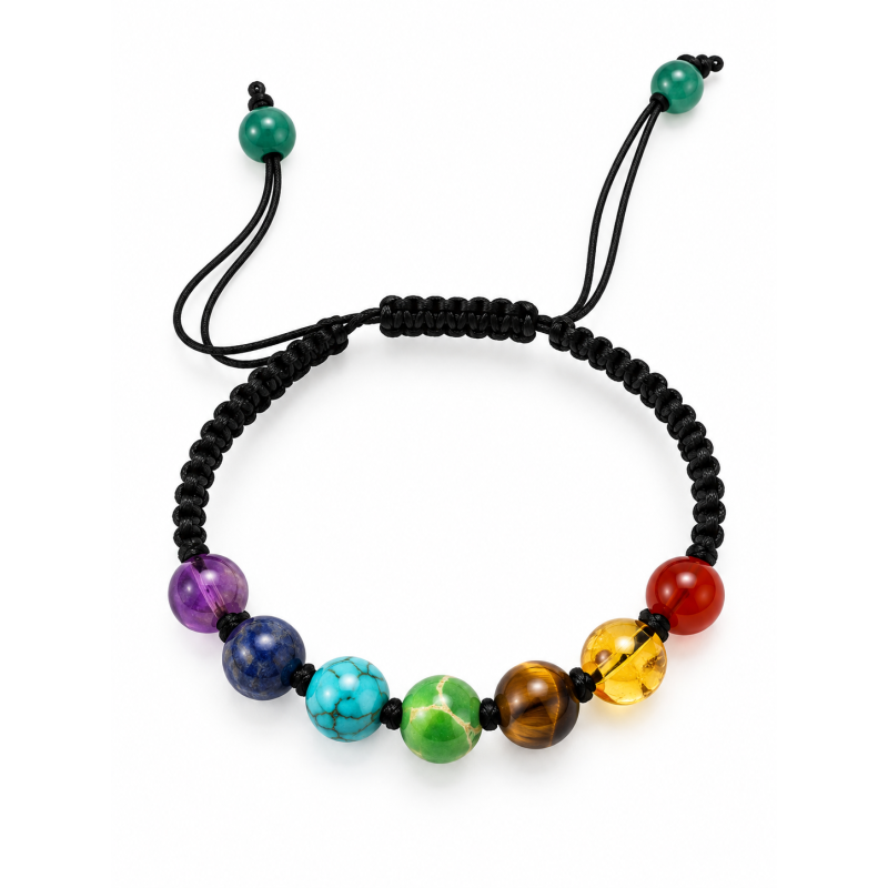 Armbandje geknoopt met Chakra edelstenen Groot