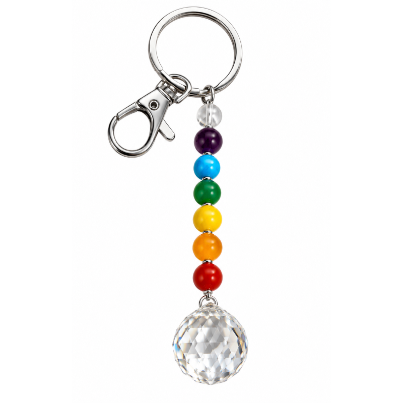 Sleutelhanger met 7 chakra stenen en kristal