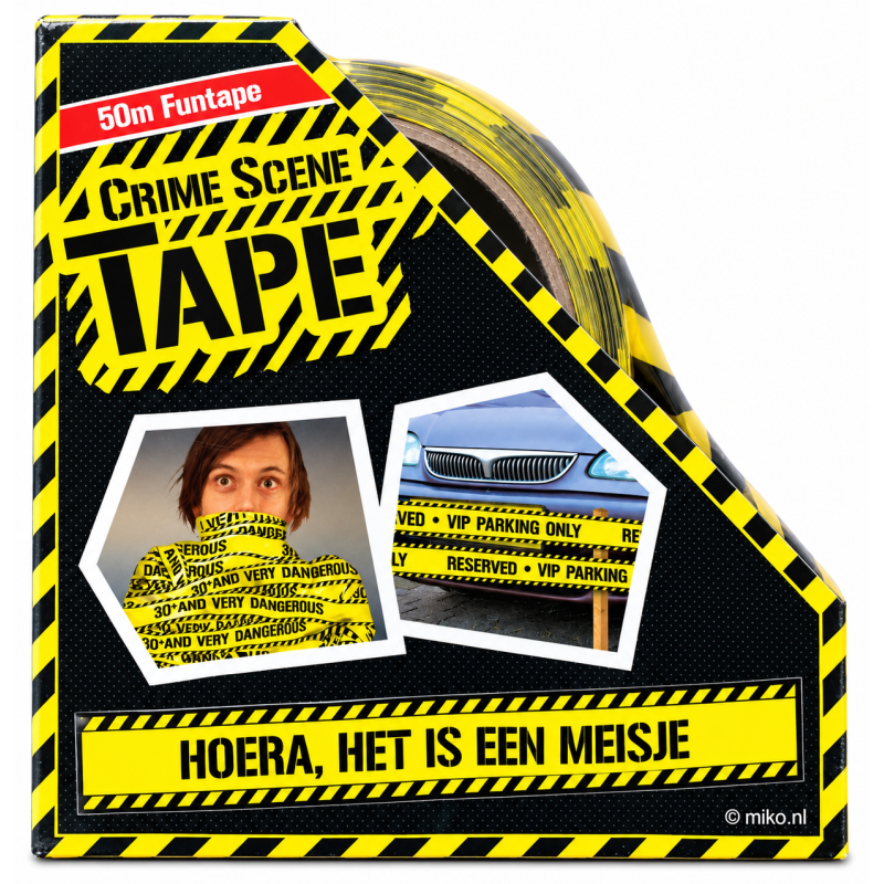 Funtape, Crime Scene Tape, Markeerlint "Hoera het is een meisje" 50M