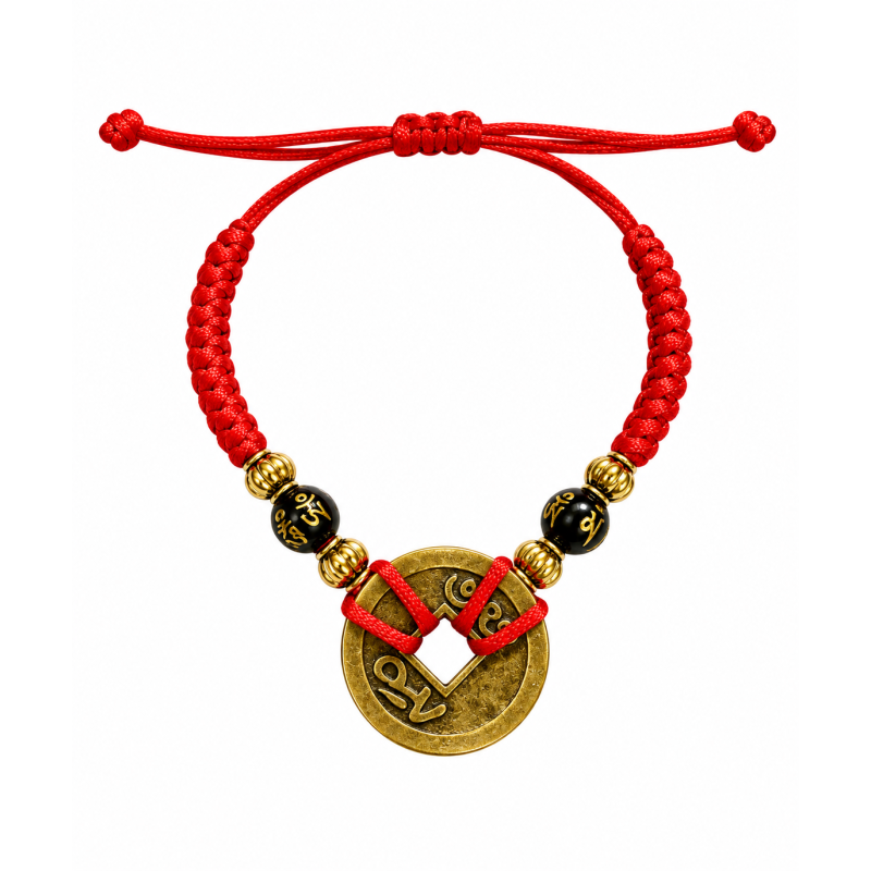 Armband Rood met Geluksmunt