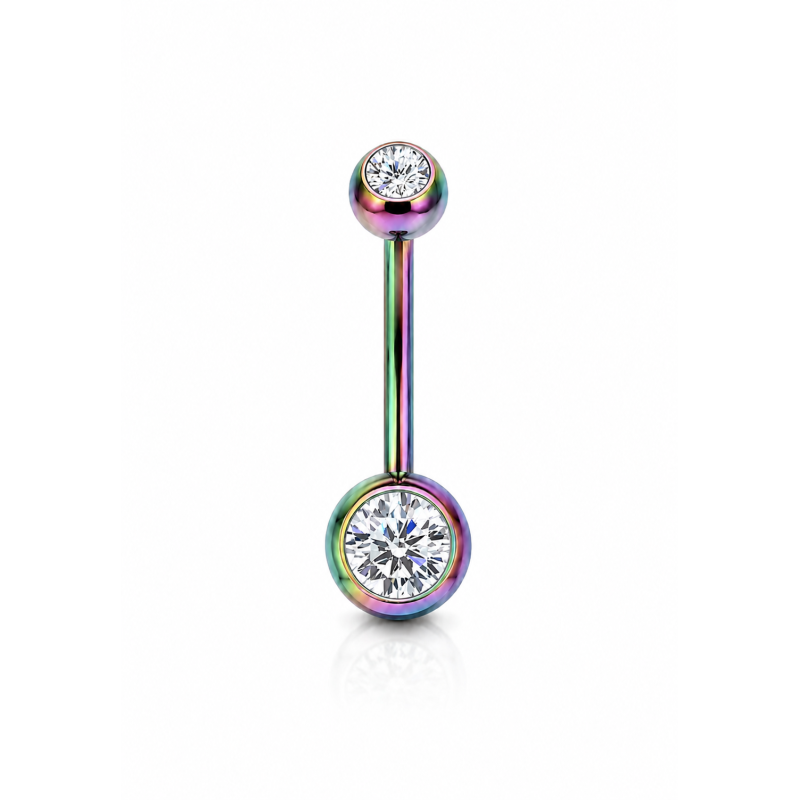 Navelpiercing Steen Transparant Rainbow 10x1.6x6