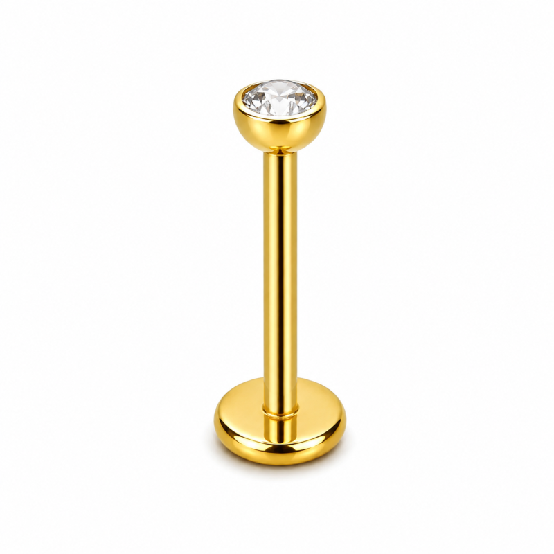 Labret Piercing Crystal Shine Goudkleurig