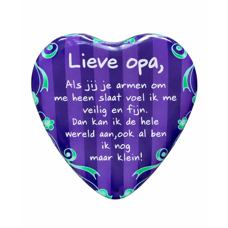 Blikje met tekst Hart, Lieve opa