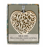 H&&H Inspirerende woorden hanger, Mr & Mrs, Hart