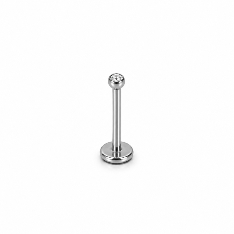 Labret Piercing Crystal Ball Mini Zilverkleurig
