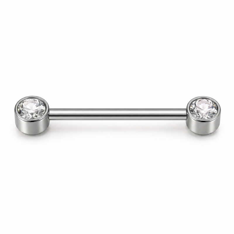 Tepelpiercing Steen Transparant Zilverkleurig 