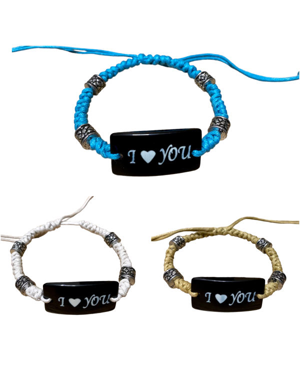 Armbandje met de tekst "I love you" in 3 kleuren