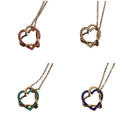 Ketting hart rose Swarovski in 4 kleuren