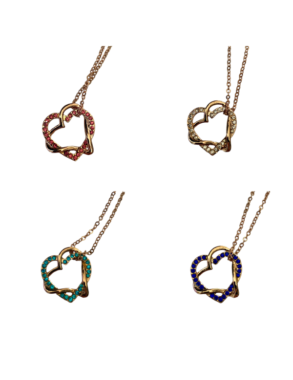 Ketting hart rose Swarovski in 4 kleuren