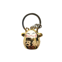 Sleutelhanger Lucky Cat met belletje in 4 kleuren 