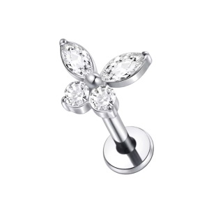 Labret Piercing, Vlinder, Zilverkleurig, 8x1.2 Labret Piercing, Vlinder, Zilverkleurig, 8x1.2
