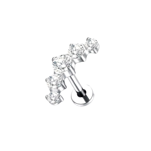 Labret Piercing, Steentjes, Zilverkleurig, 8x1.2 Labret Piercing, Steentjes, Zilverkleurig, 8x1.2