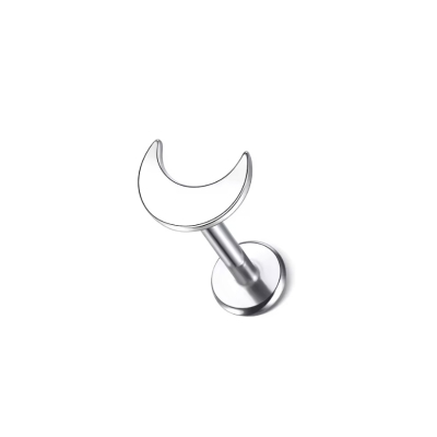 Labret Piercing Maan Zilverkleurig 8x1.2