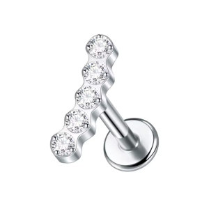 Labret Piercing Zilverkleurig met steentjes 8x1.2 Labret Piercing Zilverkleurig met steentjes 8x1.2